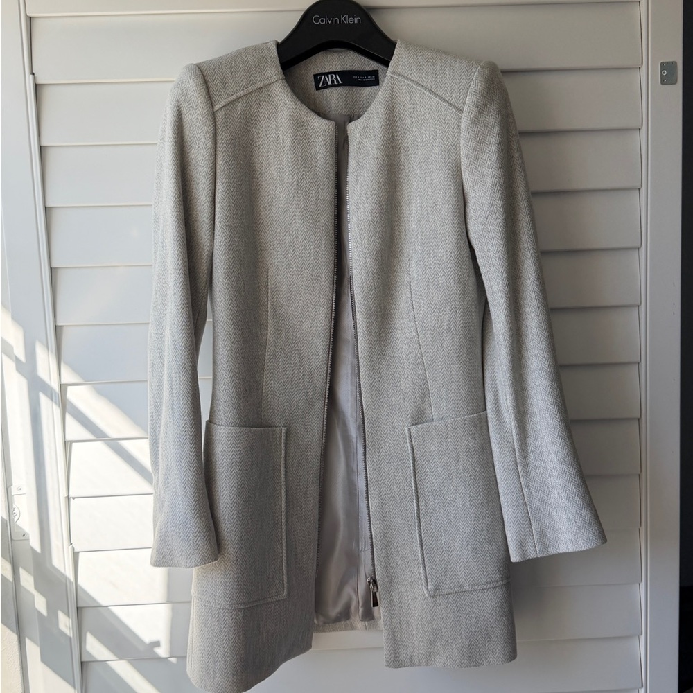 Zara Women's Light Gray Blazer Coat